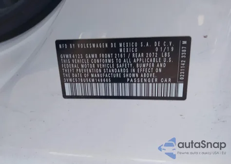 2019 Volkswagen Jetta 1.4T R-Line/1.4T S/1.4T Se from USA, damaged, VIN 3VWC57BU5KM148665